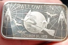 Vintage Desirable Madison Mint Halloween Silver Art Bar 1973: 1 Oz .999 Silver