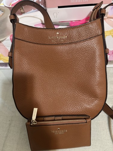 kate spade new york Brown Crossbody Bag, Zip Closure, Gold Hardware, Coin Purse