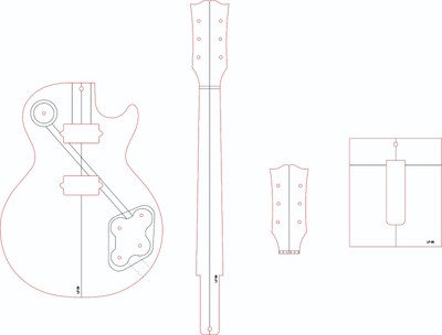 Les Paul '59 style template files vector DXF CDR PDF pattern CNC laser router