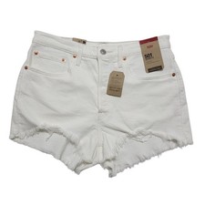 LEVI'S 501 Original Fit Cutoff Jean Shorts Women's 30 White Stretch Button Fly