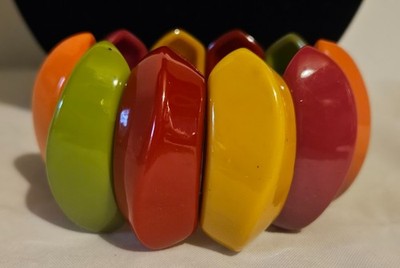 Fruit Salad Colored Chunky Plastic Stretch Bracelet