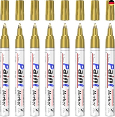 Permanent Marker Wasserfester Stift, 8 Gold Stark Deckend Paint Marker Schnell