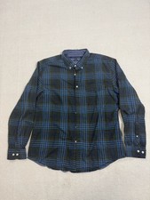 Tommy Hilfiger Shirt Mens XL Blue Green Plaid Custom Fit Long Sleeve Button Down