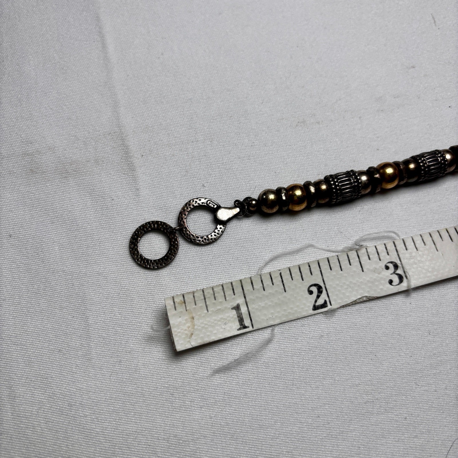 HEAVY 36g Solid Sterling Silver Beaded Bracelet 9… - image 3