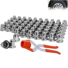 60 Pcs 33mm Stainless Steel Lug Nut Covers for Semi Stainless Steel 2.1" H