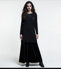 Witchy Dress S 4 / 6 Black Merino Wool Tunic Topc Witch Grunge Punk Lace Up