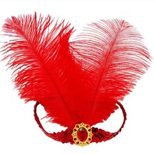 2 Pieces 1920s Flapper Headband,Sequins Feather Headpiece,Mardi Gras Carnival...
