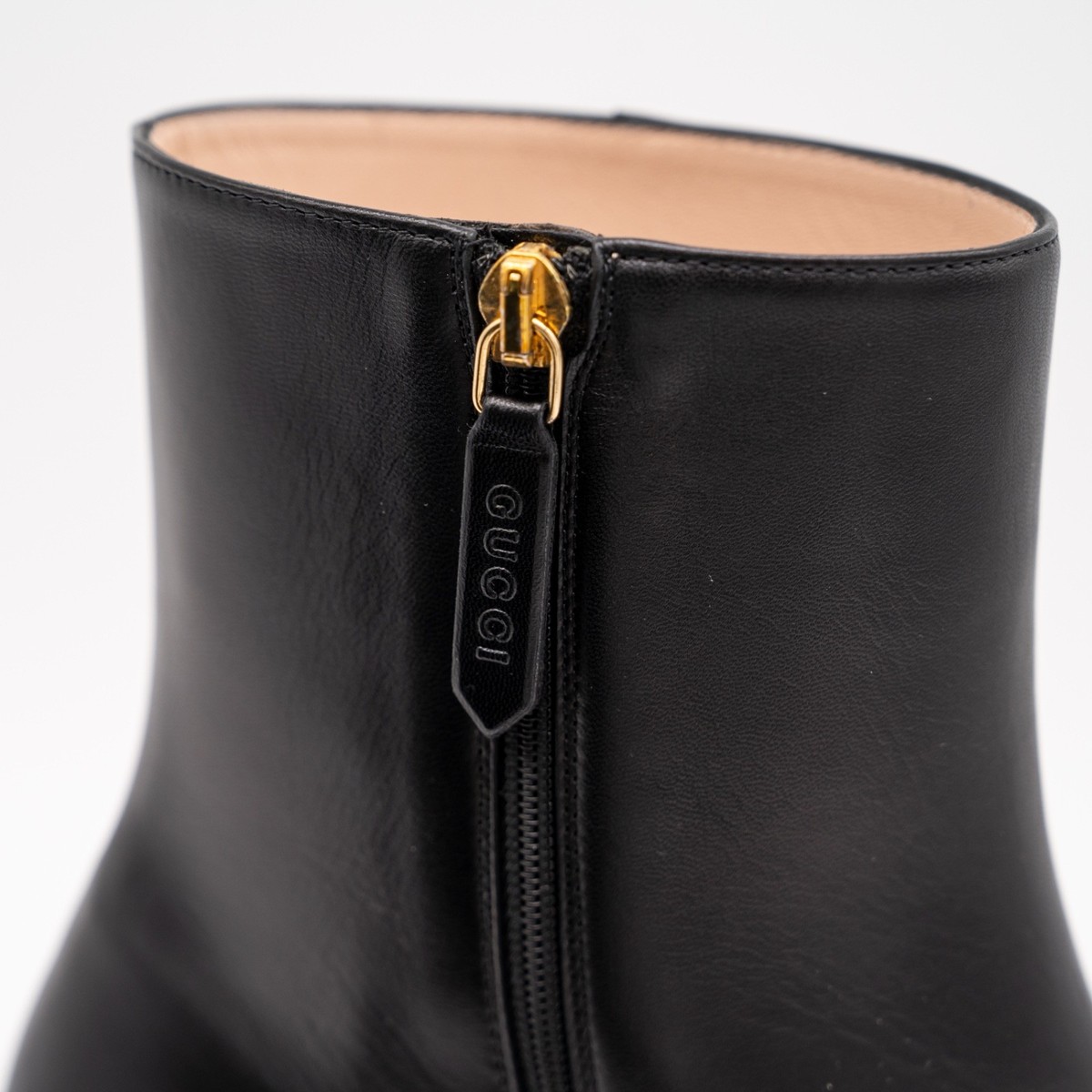 size 41G 11 US Gucci GG Blondie Black Leather Ankle Boots Gold | eBay