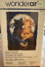 WonderArt Latch Hook Kit MOONLIGHT MEOW 15" x 20" NEW Cats Moon Fence
