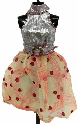 New ListingVintage 1960s Barbie GLO GO #1865 Outfit Dress Polka Dots w/ Belt Red Silver