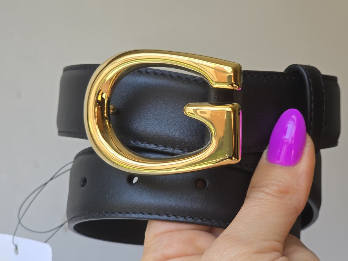Gucci Belt 70 28 Black Leather Selleria Gold G Logo Buckle Unisex
