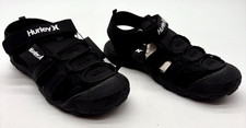 Hurley Mens Black Closed-Toe Water Sandals with Adjustable Hook & Loop Strap