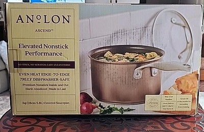 ANOLON Ascend 3qt Hard Anodized Nonstick Covered Saucepan Bronze -Premium w/ Lid