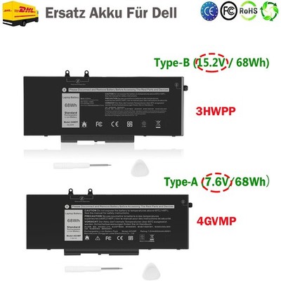 4GVMP/3HWPP Akku Für Dell Latitude 5400 E5400 E5500 5401 5410 5510 E5510 2Typ DE