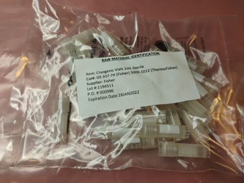 25 Sealed Pack, Thermo Scientific Nalgene System 100 Cryogenic Tubes 5000-1012 - Picture 2 of 4