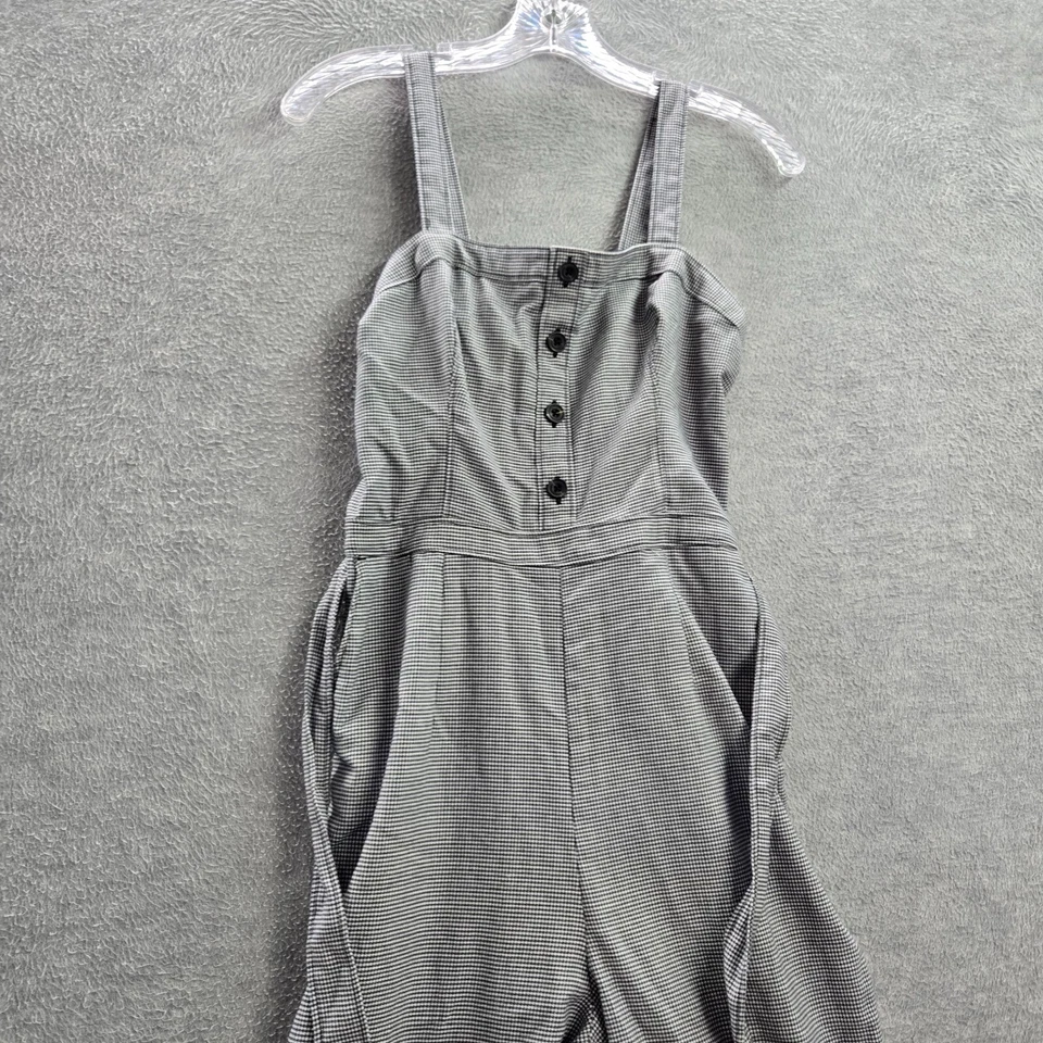 Mono Abercrombie & Fitch Mujer Pequeño Gris Pata de Gallo Frontal Botón Cintura Corbata Foto 3 de 4