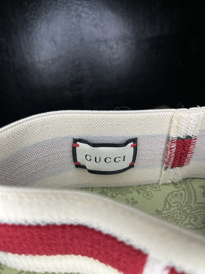 GUCCI 弹性头带 头巾 头巾 标志 白色 红色条纹 M 尺寸 57 厘米 — 第 2/4 张图片