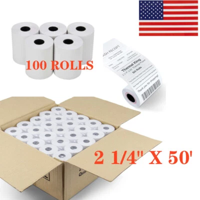 UNIVERSAL 100 Rolls 2 1/4" x 50' Thermal Paper Receipt Rolls Register Credit Card BPA Free