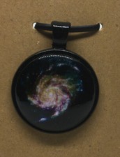 Galaxy Round Glass Dome Cabochons 1" Black Bezel Pendant New Free Ship 493