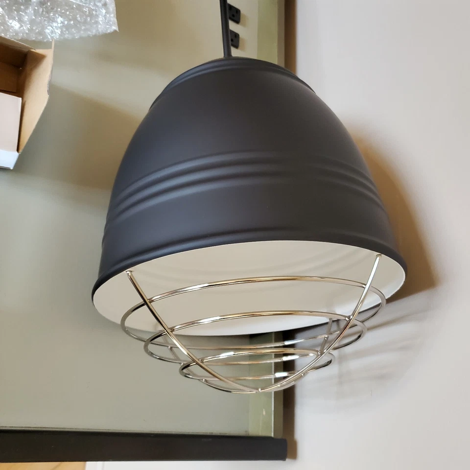  (2 LOT) Tech Lighting LBL 1 Light Pendant, Black Nickel Cage- 876BLPN-LED827  - Image 3 of 4