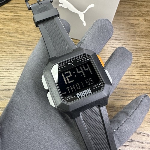 NUOVO✅ Orologio PUMA Remix Cronografo Digitale Dual Time Silicone Nero P5056 $95 - Foto 5 di 12