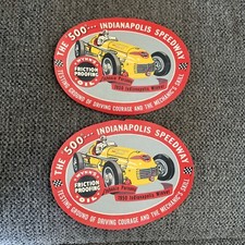 2 Vintage Indy 500 Wynn's Oil Indianapolis Speedway Promo Decal Johnnie Parsons