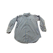 Ralph Lauren Boys Size 5 Blue Striped Button-Down Shirt 100 Cotton Dress Shirt