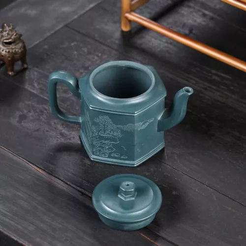 Olla de té de arcilla original de mineral real Yixing Zisha Tianqing con marca de kungfu chino - Imagen 7 de 12