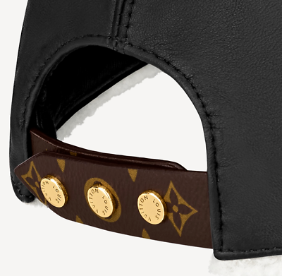 Louis Vuitton Black Leather Shearling Fur Monogram Logo Visor Baseball Cap Hat M Louis Vuitton Black Leather Shearling Fur Monogram Logo  main image 4