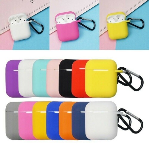 Silicone Airpods Charging Case Protective Cover with Carabiner AirPods Box Carry - Picture 1 of 32