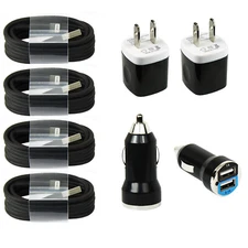 4 x Charging Kits Cords + 2 Wall & 2 Car Chargers for iPhone 14 13 12 11 X