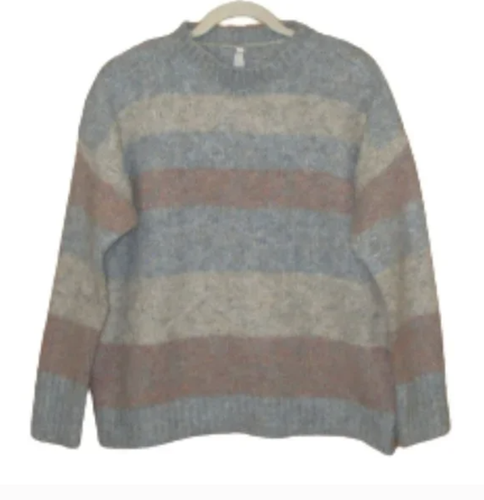 Dreamers By Debut Striped Fuzzy Sweater 