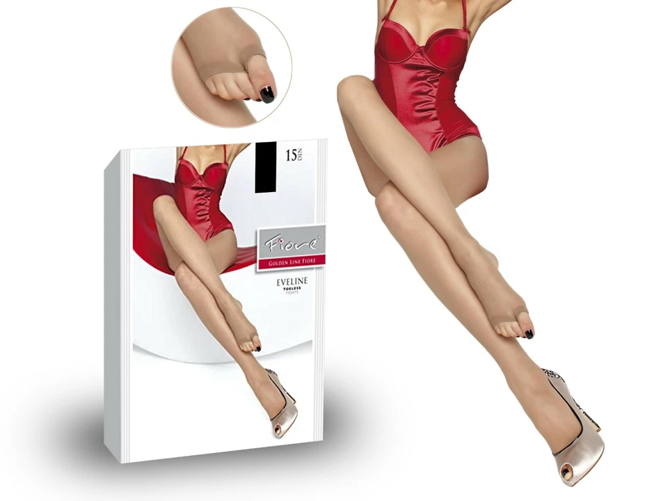 FIORE EVELINE Damen Strumpfhose Toeless zehenfrei Peeptoes Tights 15 DEN glatte - Bild 3 von 4