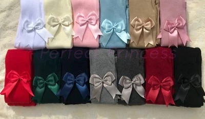PERFECT PRINCESS PERFEKTE PRINZESSIN Spanische Doppelschleife Strumpfhose. Baby/Mädchen/Schuluniform