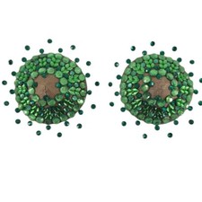 Handmade Green Rhinestone Illusion Nipple Pasties
