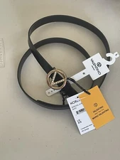 VALENTINO BY MARIO VALENTINO BABY PRECIOSA LEATHER BELT IN BLACK SIZE LARGE 