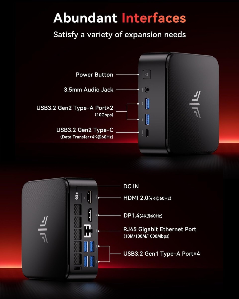 NIPOGI E3B 4K MINI PC AMD Ryzen 5 7430U 16GB RAM + 512GB SSD