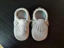 White Leather Baby Moccasins, Size 5