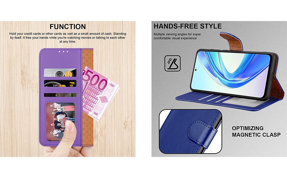 Jasonyu Cover per Honor 90 Flip Custodia in Pelle PU, Cover a Libro Portafoglio, Funzione Supporto, Magnetica, Slot Schede, TPU Bumper Caso Custodia per Honor 90 (Nero