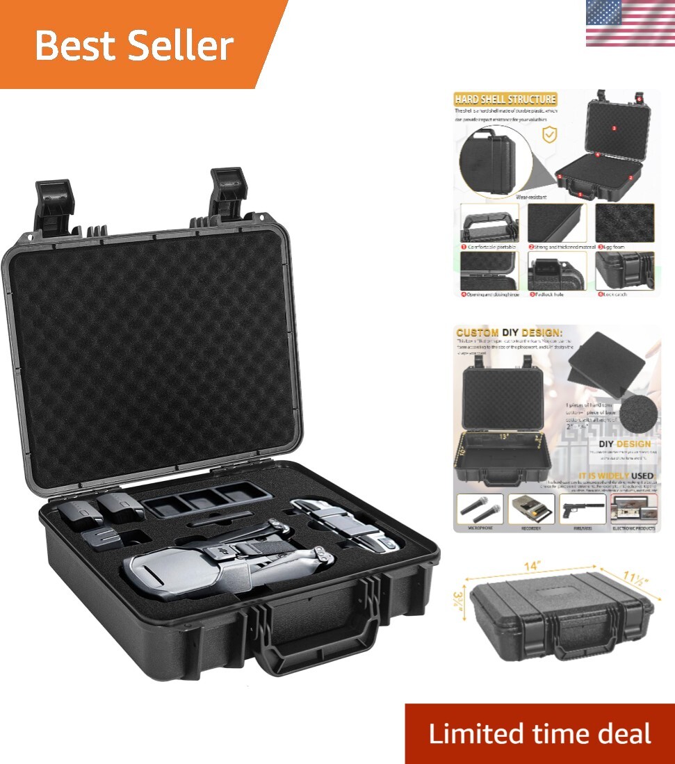 Shockproof Water-Resistant Hard Case with Custom Foam Insert 14x11.5 Inches