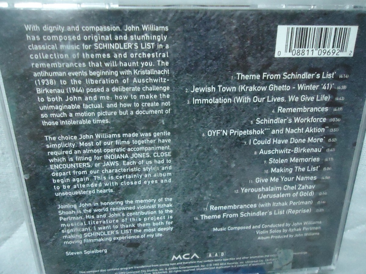 Schindler's List - Original Motion Picture Soundtrack CD, Pre