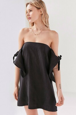 SIR THE LABEL Black BELLA Strapless Heavy Linen Mini Dress 0 XS NWT | eBay