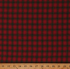 Cotton Sevenberry Classic Plaid Red Black Yellow Fabric Print by Yard D152.24