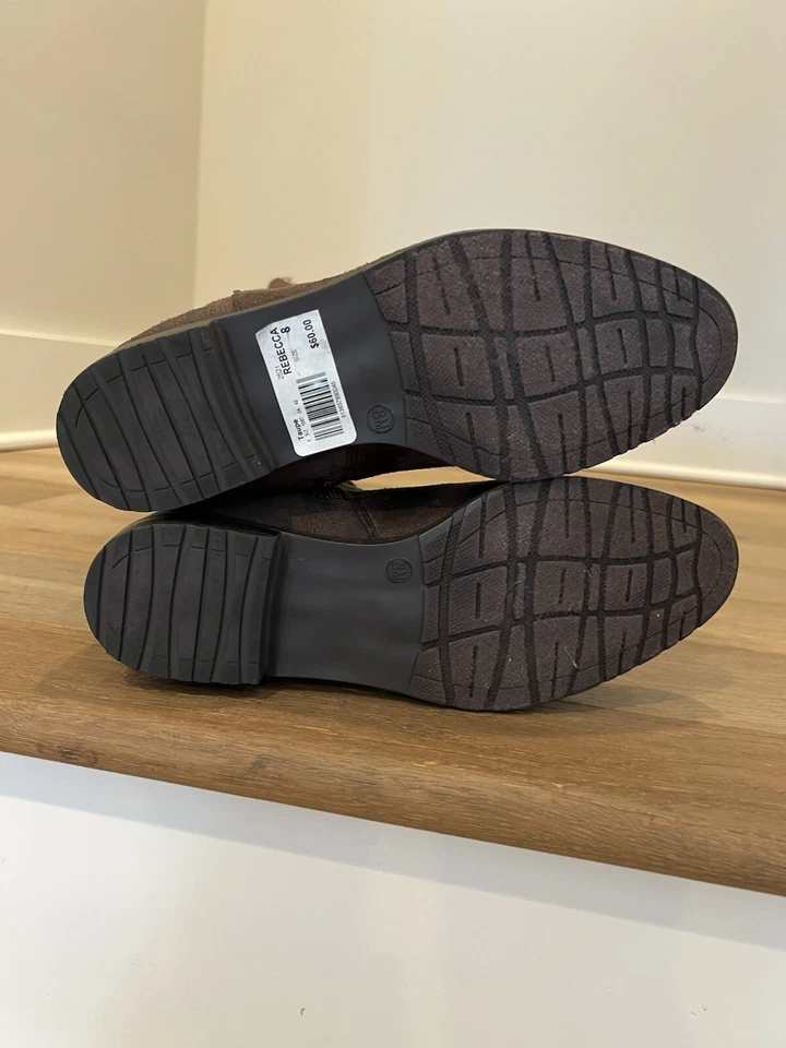 Botas hasta la rodilla de gamuza de tela marrón para mujer talla 8 Foto 4 de 4