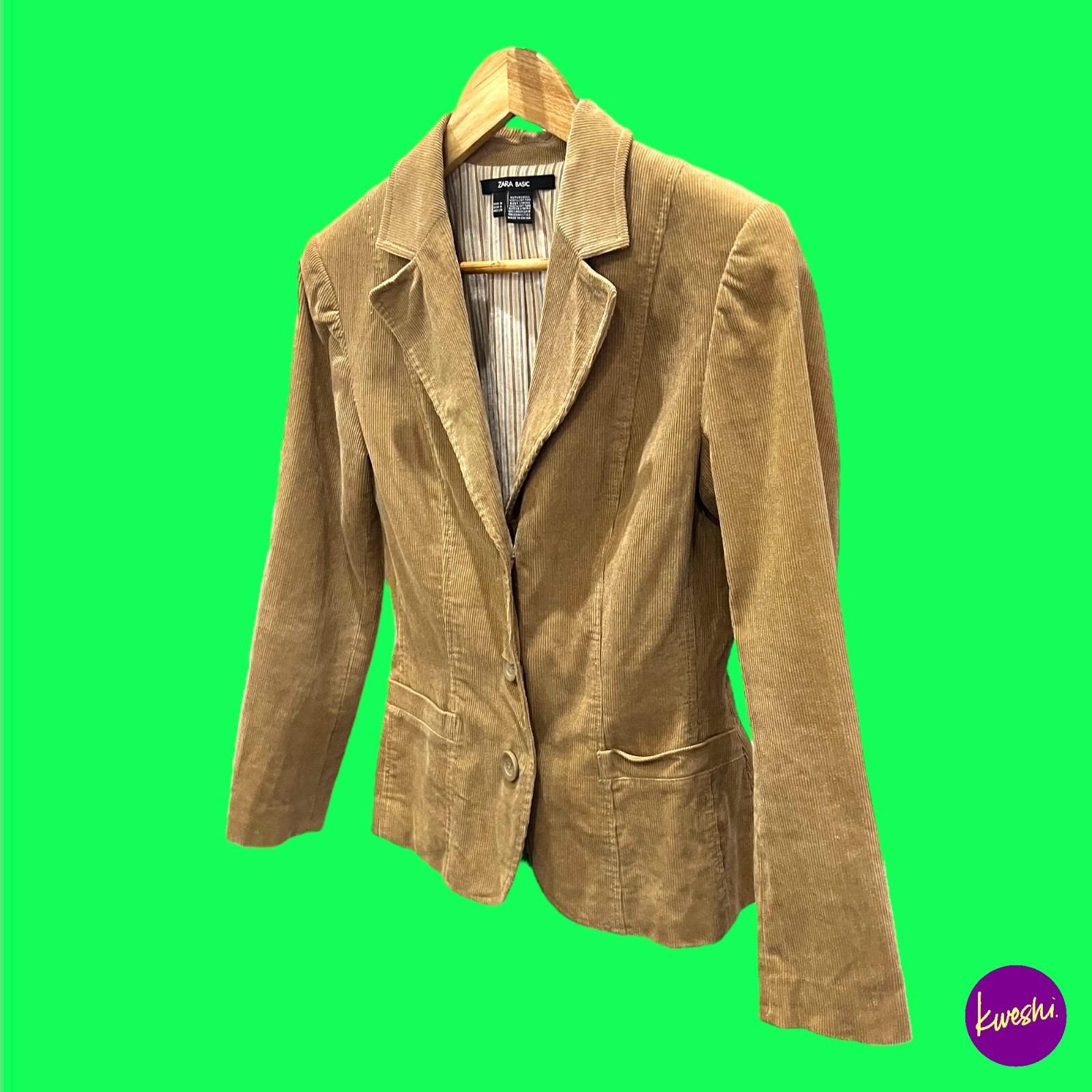 ZARA BASIC Women's Corduroy Jacket, Button Front,… - image 4