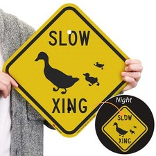 SmartSign "Slow - Duck Xing" 12" x 12", x 3M EG Reflective Aluminum
