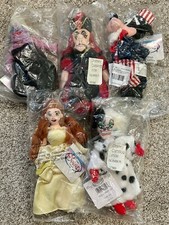 DISNEY Catalog Sealed Pkgs Cruella,Jafar,Ursula,Belle,Goofy Bean Bag Plush Dolls