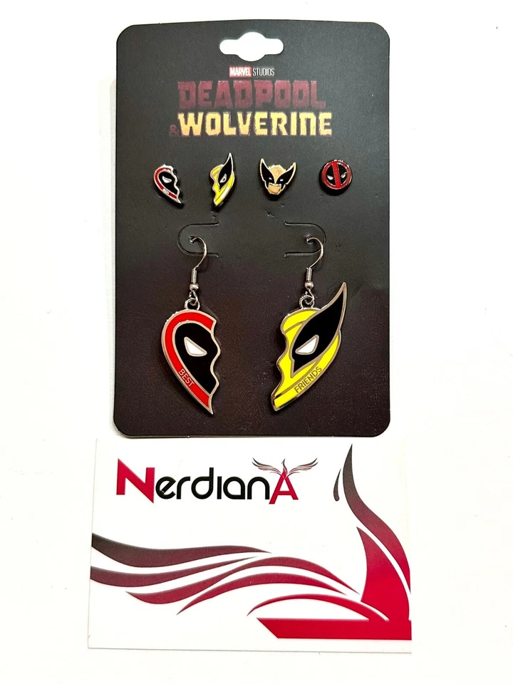 Deadpool & Wolverine Set Orecchini A Lobo e Pendenti Marvel Studios Ufficiali - Immagine 2 di 2