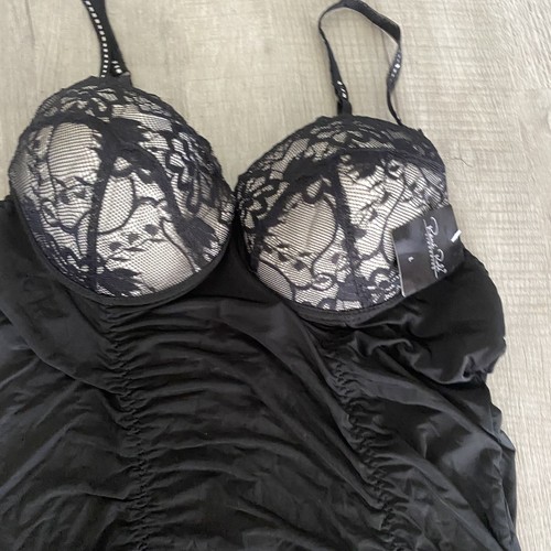 New Rene Rofe 2 Piece Gray Camisole Lingerie Underwear Set Lace Bows Medium NWT - Picture 4 of 16