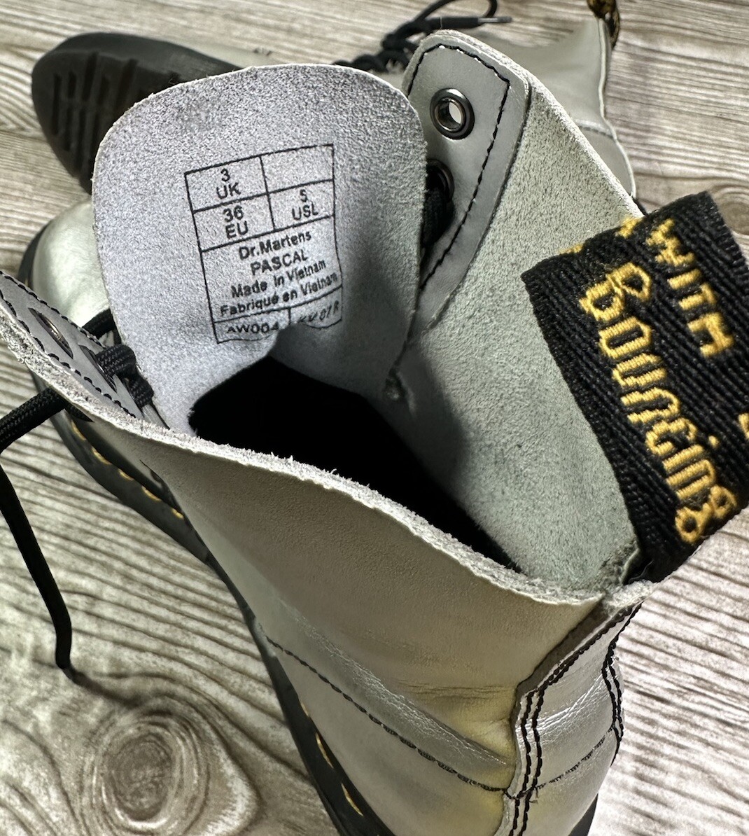 Dr. Martens Women’s Docs Leather Pascal Silver 8 Eyelet Combat Boots Size 5 thumbnail 13